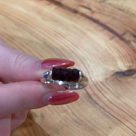 Sundance Garnet Rondelle Sterling Silver Ring - Picture 1 of 9